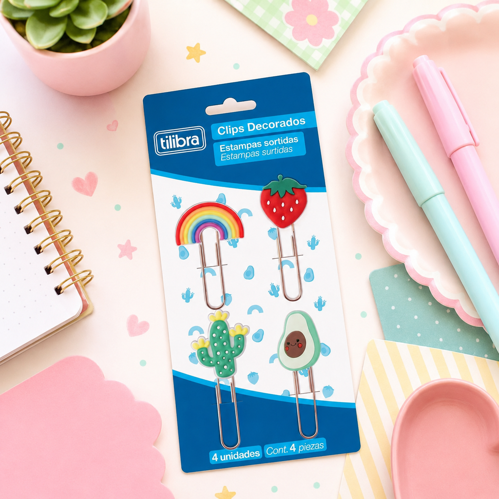 Clips Tilibra decorados 4pcs