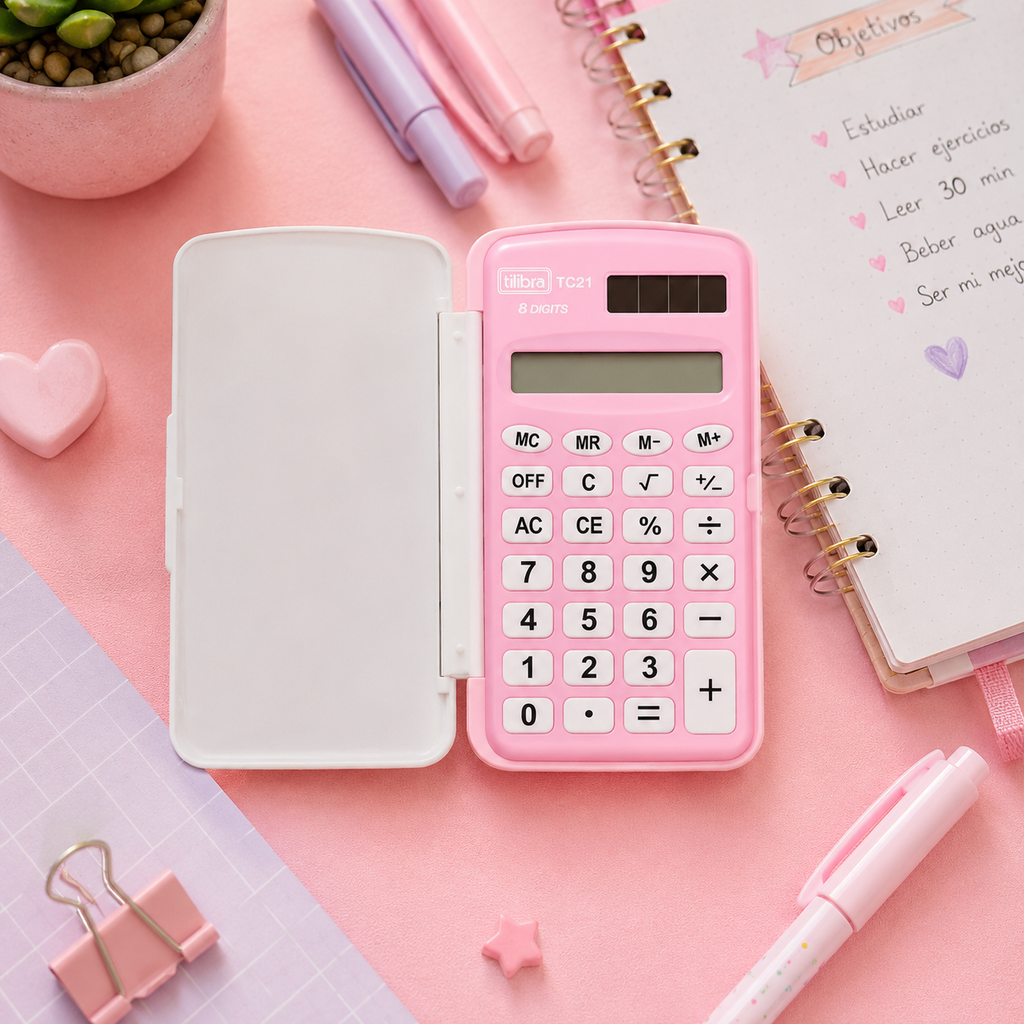 Calculadora de Bolsillo Tilibra TC21 Rosa