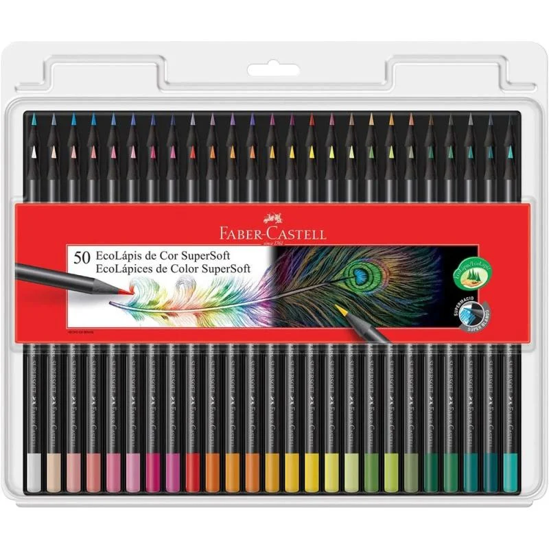 Lapiz de Color Faber Castell Supersoft Negro 50 Pcs