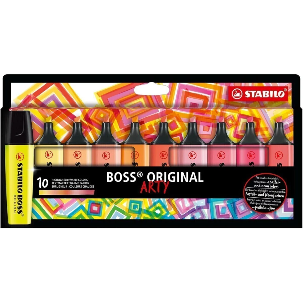 Resaltador Stabilo Boss Arty 10 Pcs Colores Cálidos
