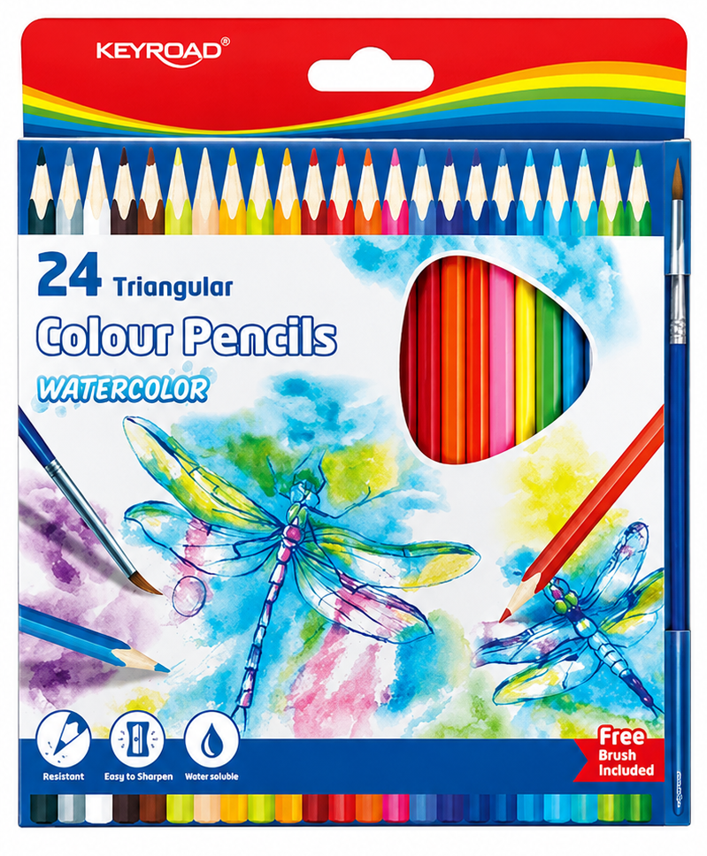 Lápices de Colores Keyroad Triangular 24 PCS Acuarela