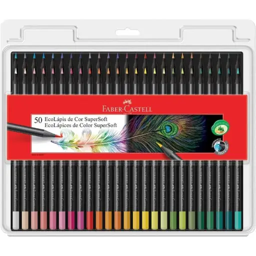 Lapiz de Color Faber Castell Supersoft Negro 50 Pcs