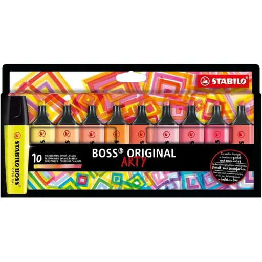Resaltador Stabilo Boss Arty 10 Pcs Colores Cálidos